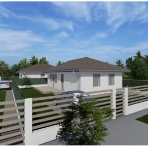Modern új építésű otthon eladó Majosházán – 77 m²-es, 3 szobás ház környezetbarát hőszivattyúval.